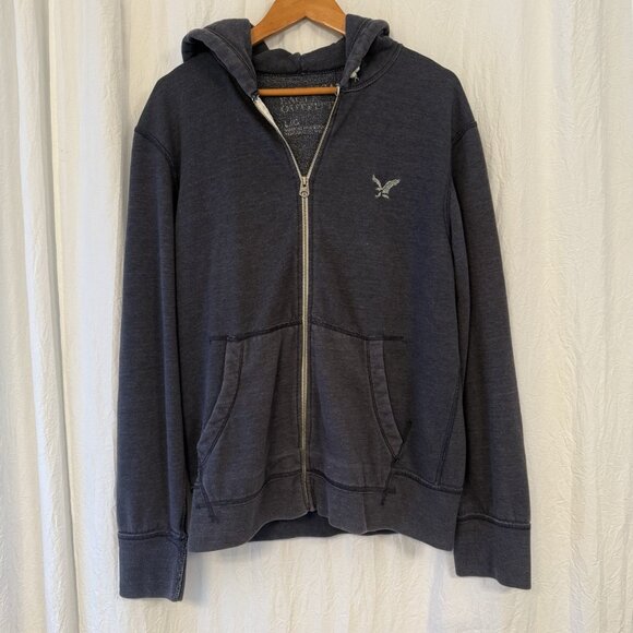 American Eagle Outfitters Dark Gray Full Zip Hoodie Sweatshirt Men’s Large - Picture 1 of 5